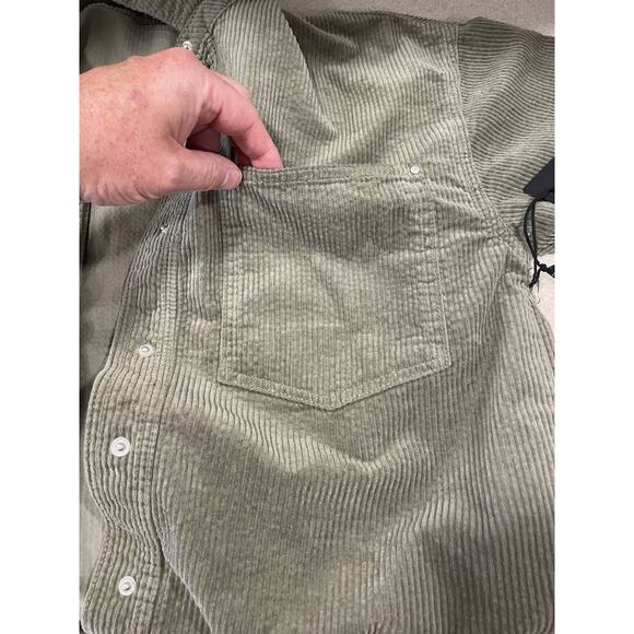 New-Forever 21 Corduroy Green Jacket Shirt Women’s Size Small Snap Button Casual - Picture 7 of 11